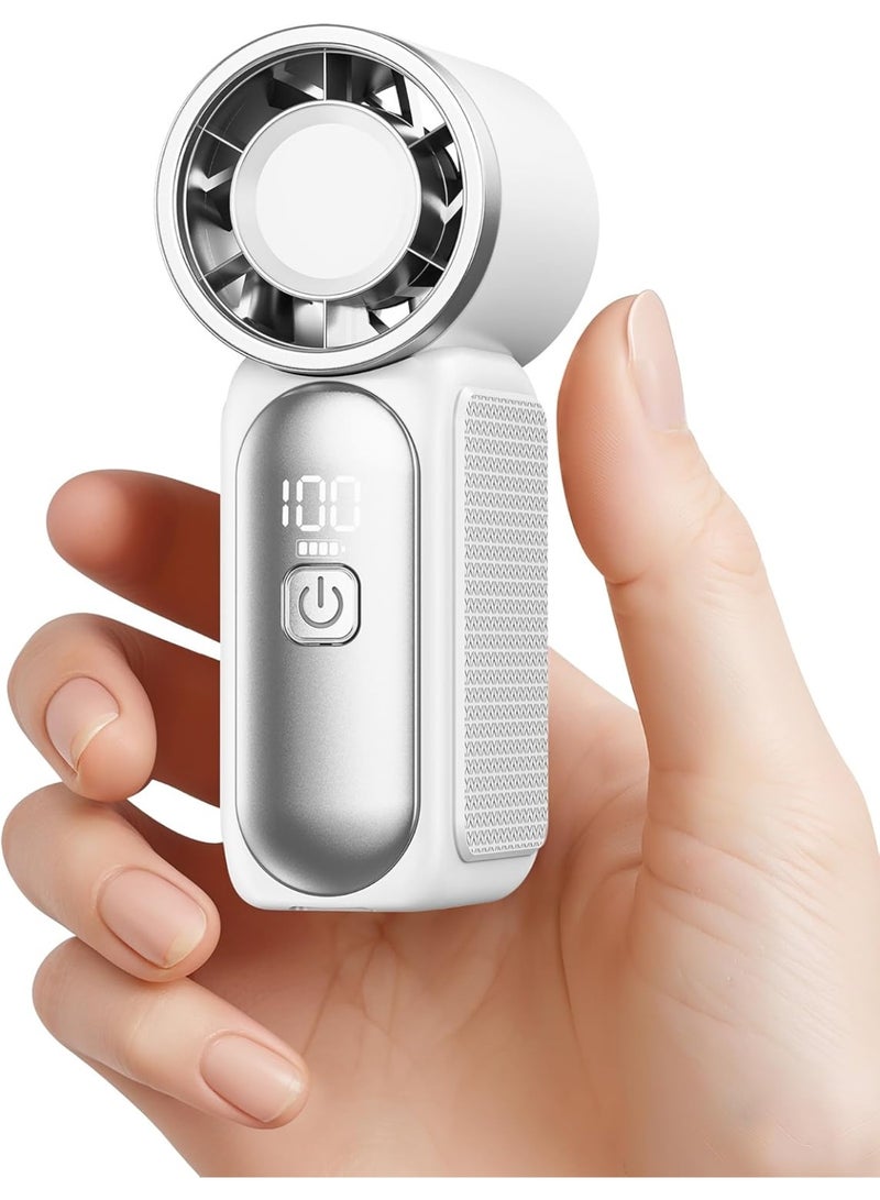 general Portable Handheld Mini Fan, 6 Speeds 16900 RPM High Velocity Personal Fan with LED Display, USB Rechargeable, Mini Fan with Lanyard for Makeup, Travel, Outdoor, Gift for Women Girl, White - Image 1